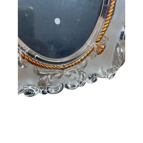 Vintage Ornate Clear Glass Gold Rope Oval Photo Frame 11.5"x8" SKU 9341 - Picture 4 of 13